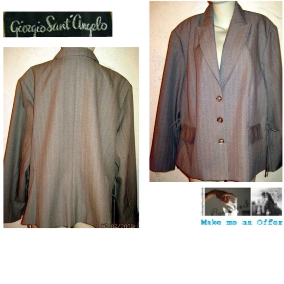 Giorgio Sant" Angelo  NWOT Gray Orange Pinstripe B - Picture 1 of 6